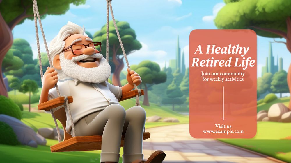 Retirement blog banner template, editable text