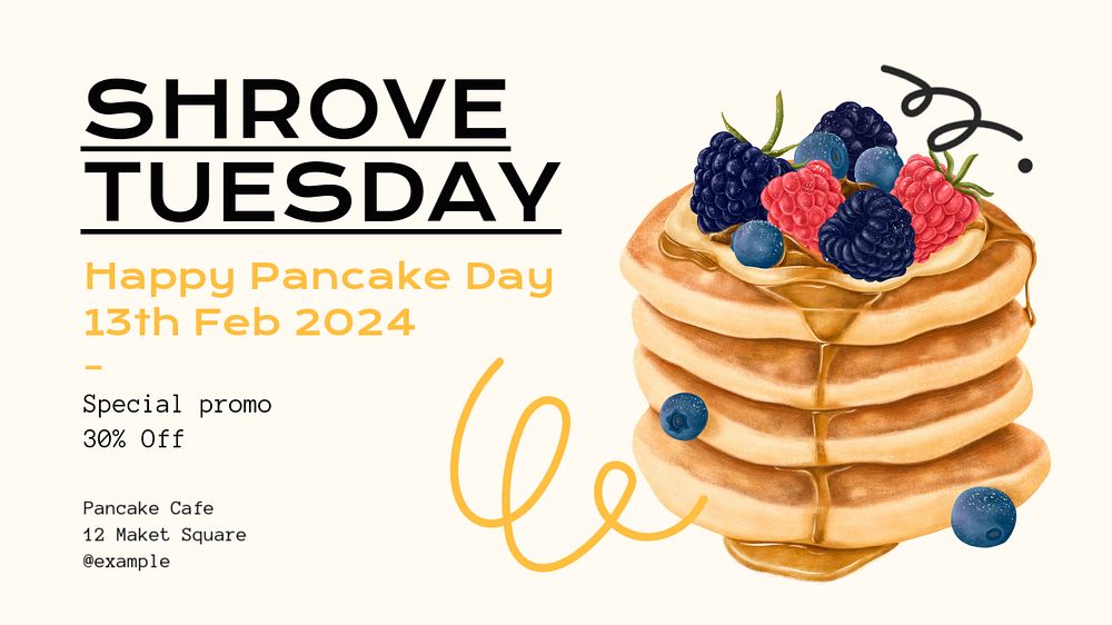 Holy Shrove Tuesday Facebook cover template, editable design