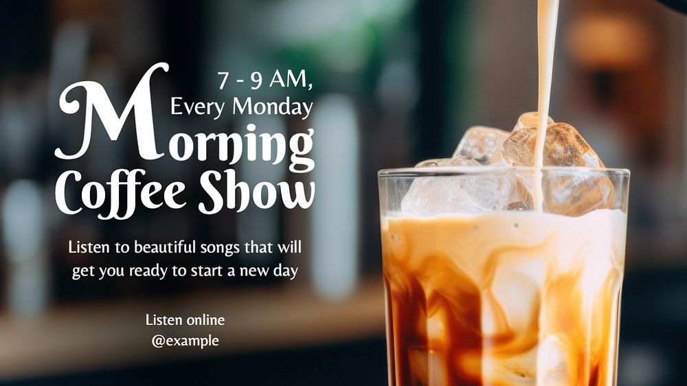 Morning radio show blog banner template, editable text