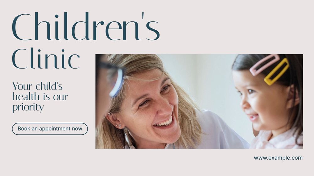 Children's clinic  blog banner template, editable text