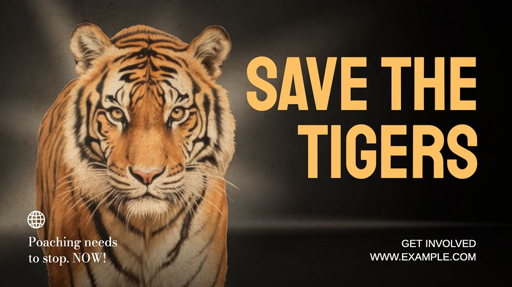 Save the tigers Facebook cover template, editable design