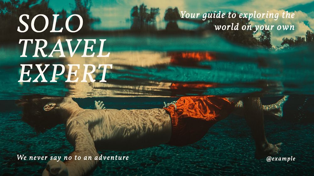 Solo travel  blog banner template, editable text