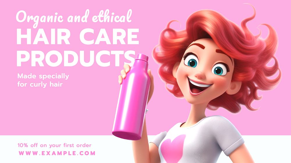 Hair care products blog banner template, editable text