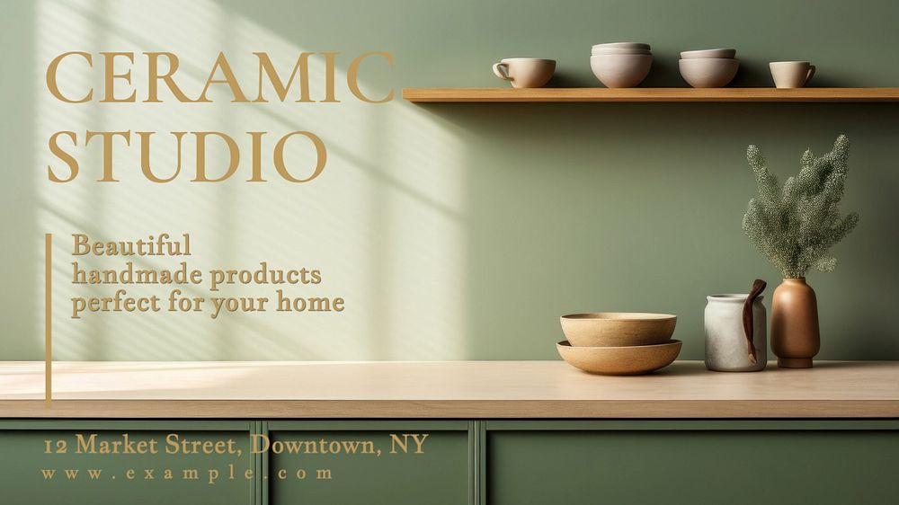 Ceramic studio blog banner template, editable text