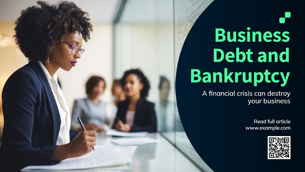 Business debt & bankruptcy blog banner template, editable text