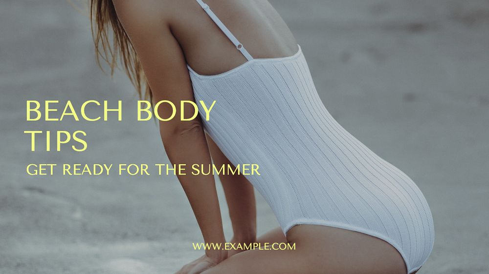 Beach body tips  blog banner template, editable text