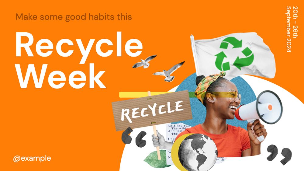 Recycle week Facebook cover template, editable design