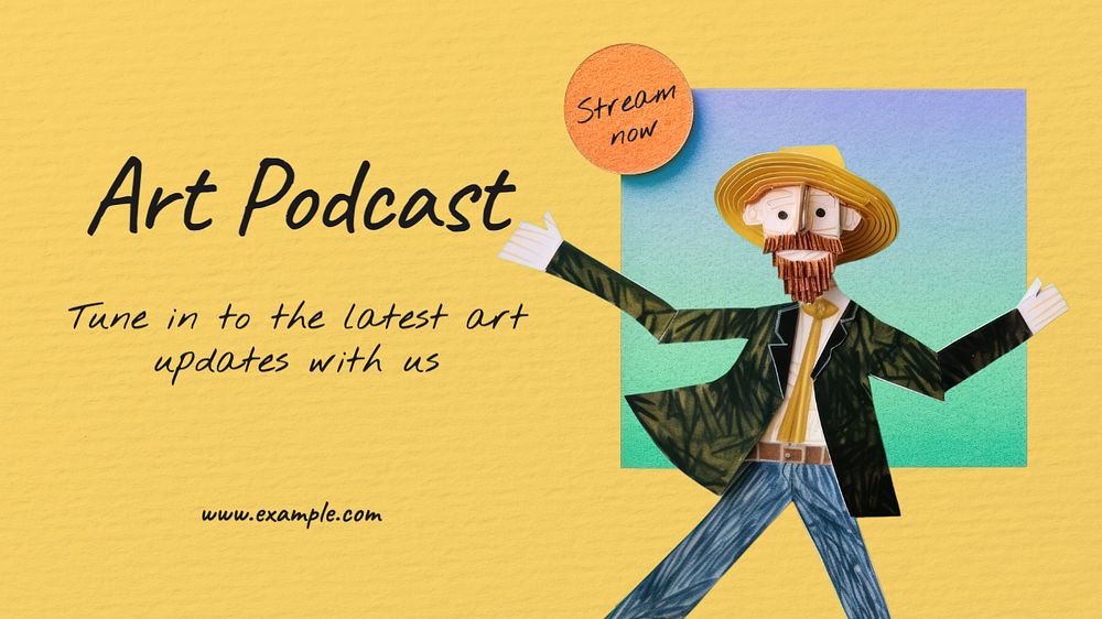 Art podcast blog banner template, editable text