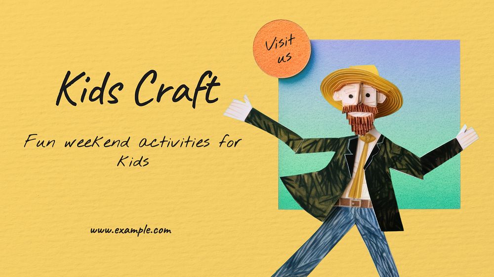 Kids craft blog banner template, editable text