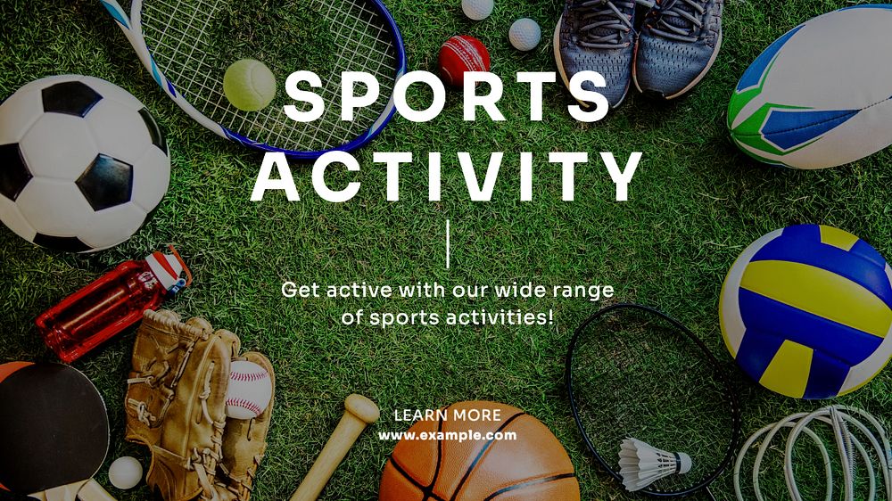 Sports activity  blog banner template, editable text