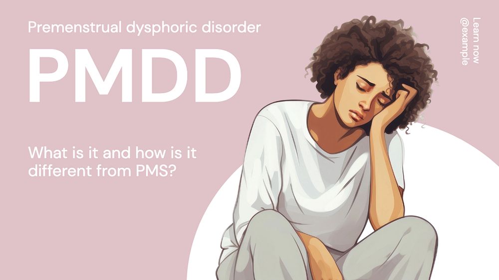 PMDD, menstruation Facebook cover template, editable design