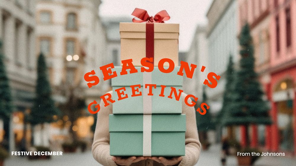 Season's Greetings blog banner template, editable text