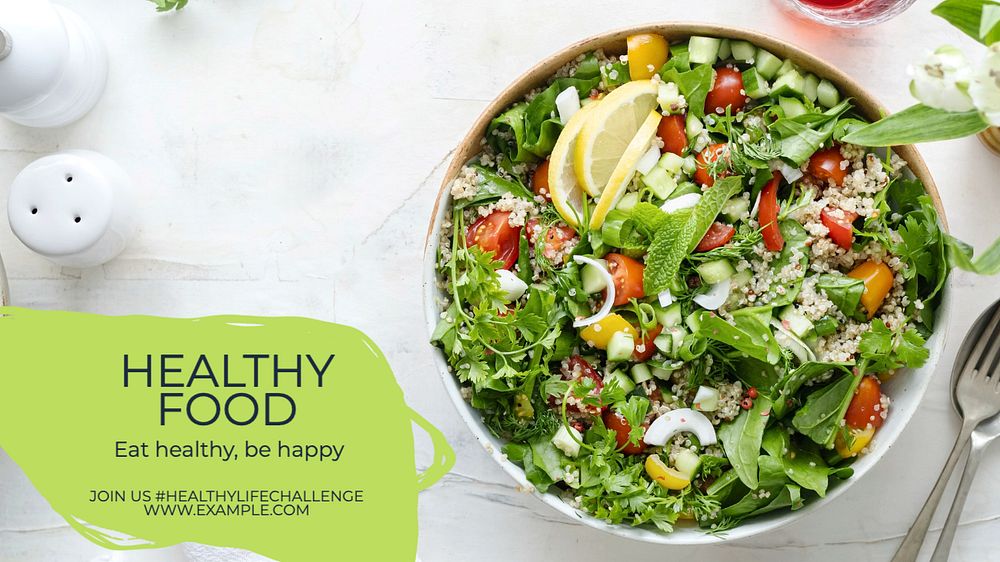 Healthy Food blog banner template, editable text