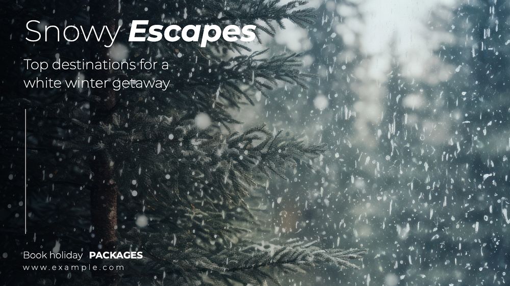 Snowy escapes blog banner template, editable text