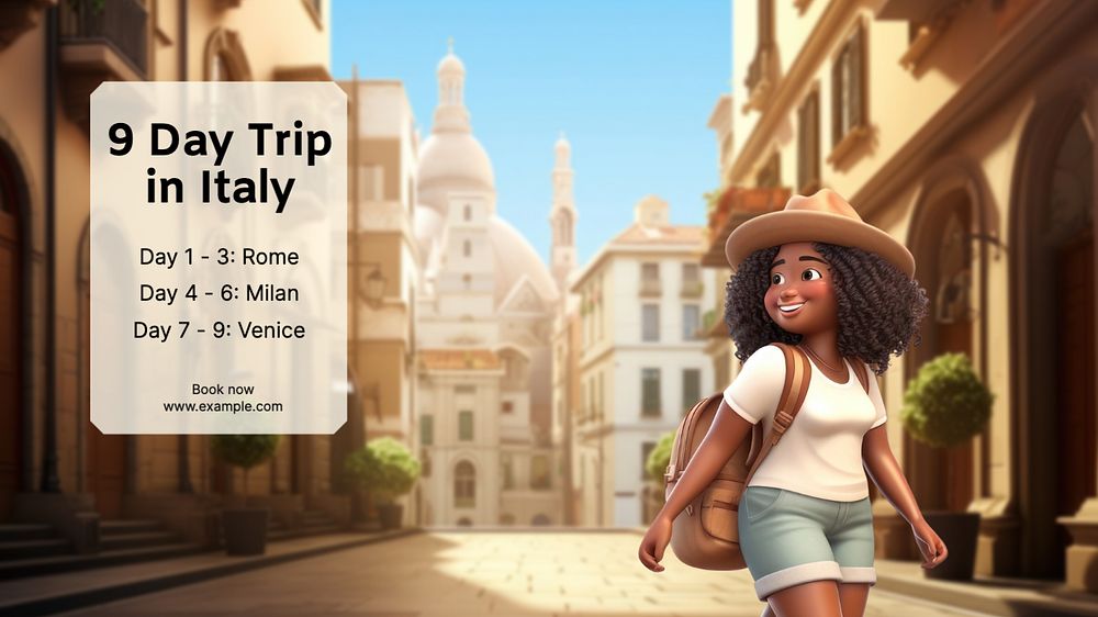 Italy trip blog banner template, editable text