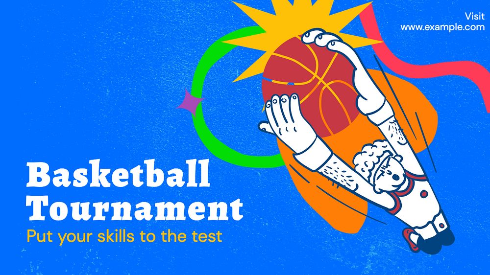 Basketball tournament Facebook cover template, editable design