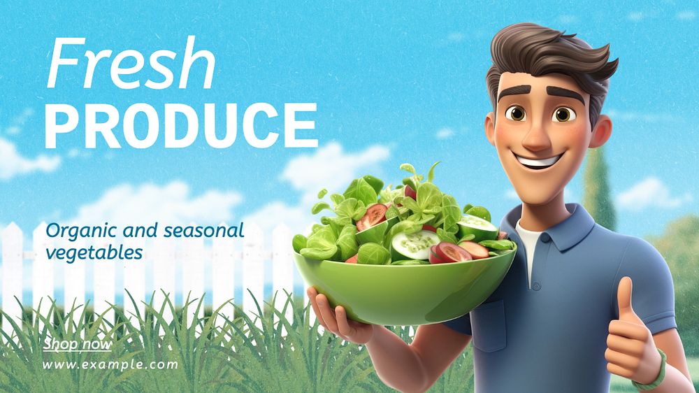 Fresh produce blog banner template, editable text