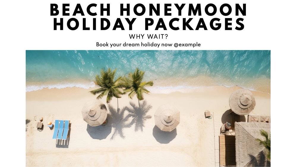 Beach honeymoon holiday blog banner template, editable text