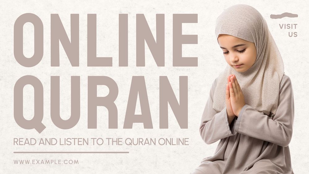 Online Quran blog banner template, editable text