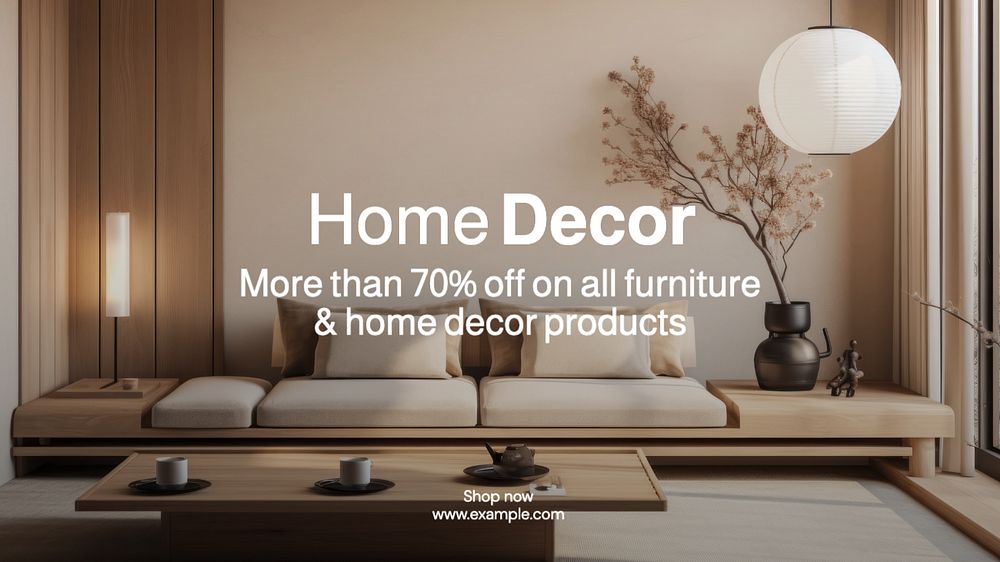 Home decor blog banner template, editable text