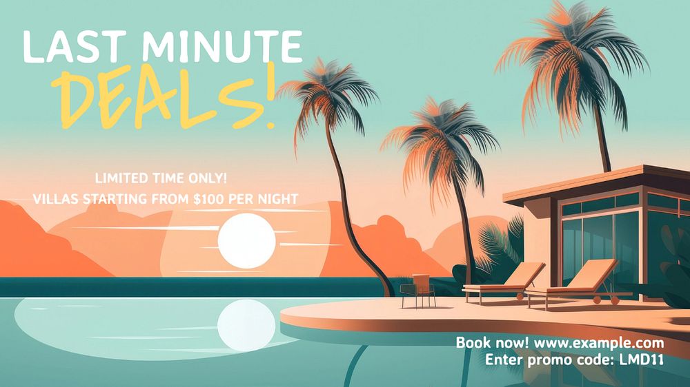 Hotel deals blog banner template, editable text