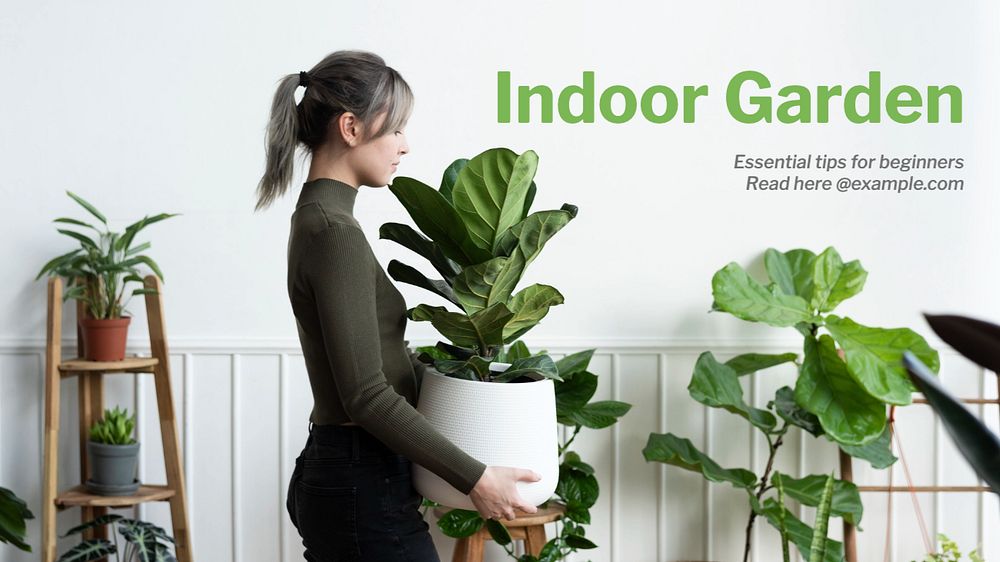 Indoor garden  blog banner template, editable text