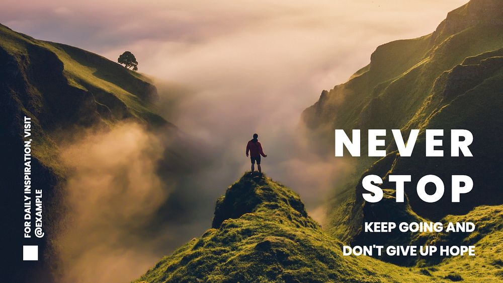 Never stop  blog banner template, editable text