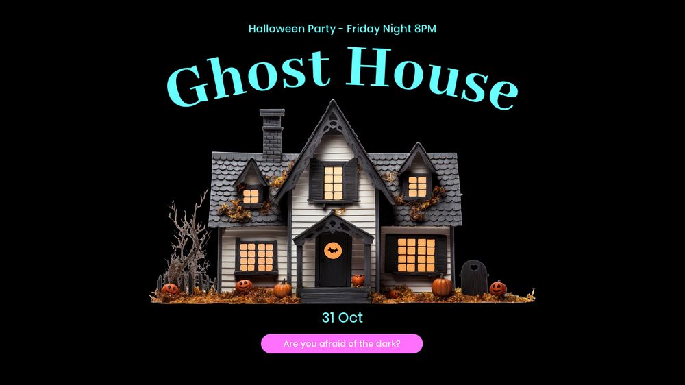 Ghost house blog banner template, editable text