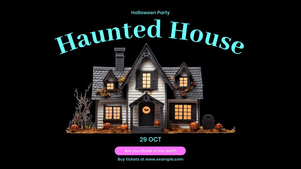 Halloween party invite blog banner template, editable text