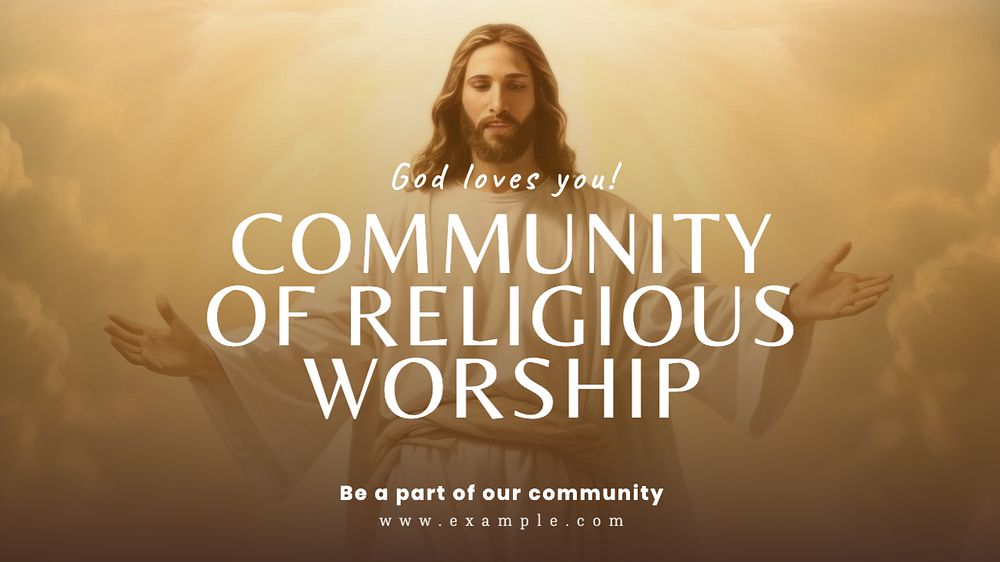 Religious worship community blog banner template, editable text