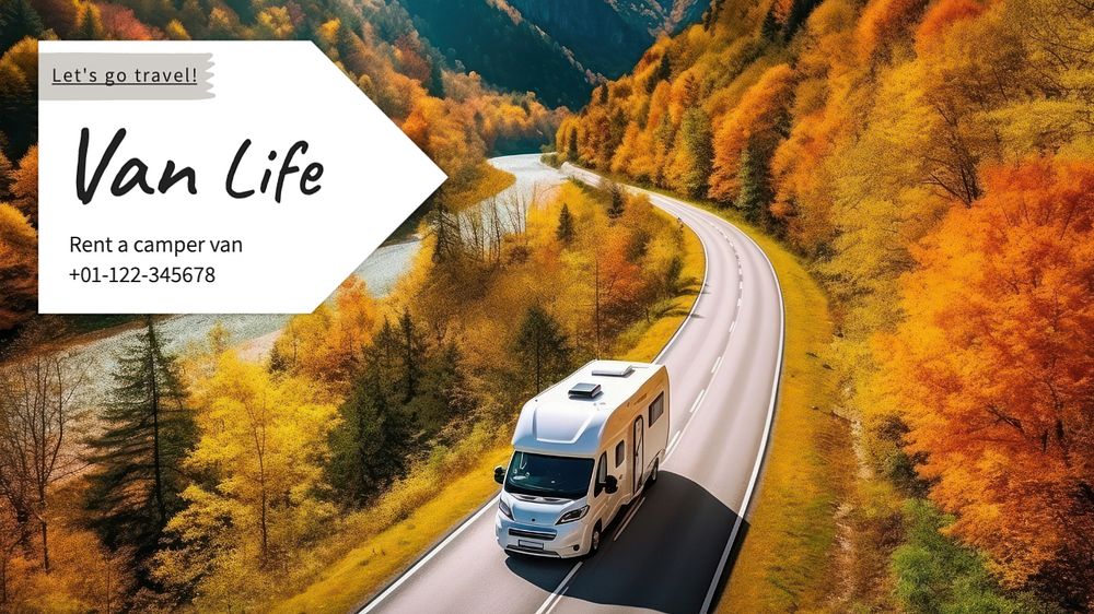 Van life blog banner template, editable text