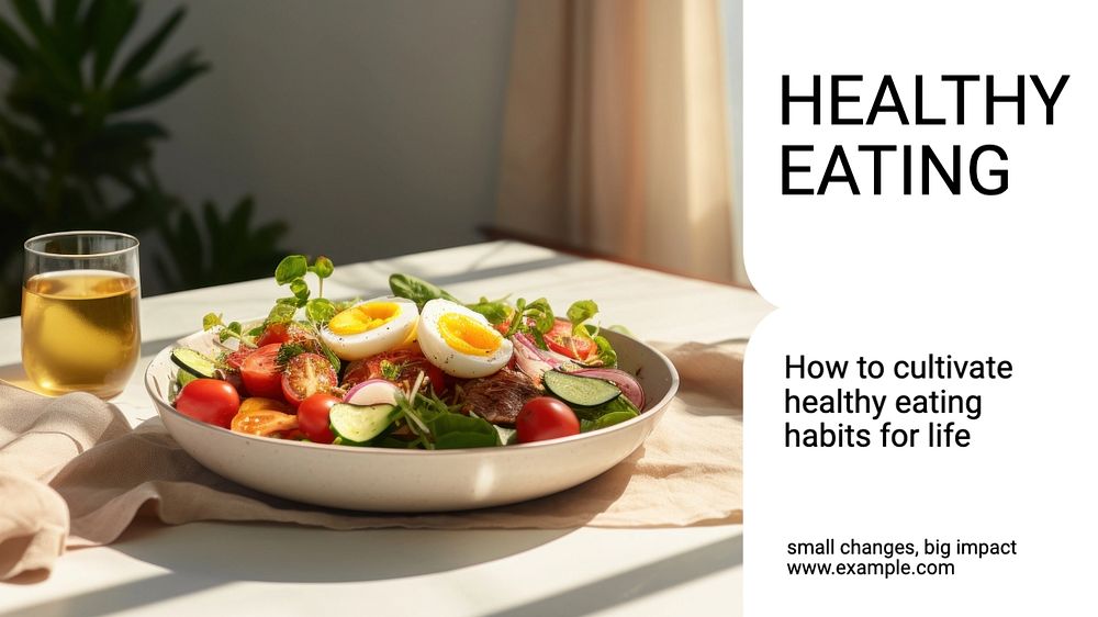 Healthy eating blog banner template, editable text