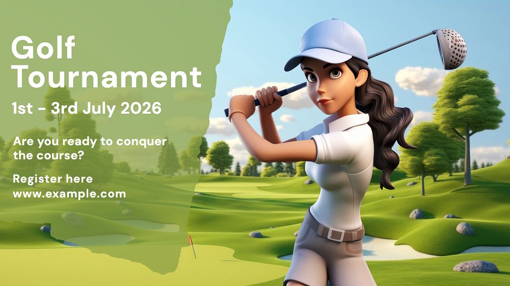 Golf tournament  blog banner template, editable text