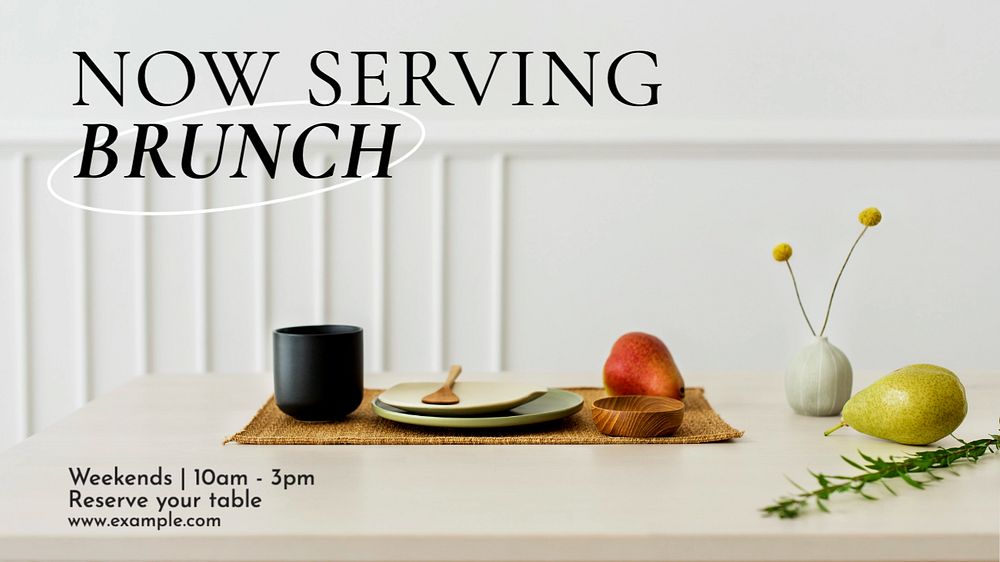 Now serving brunch  blog banner template, editable text