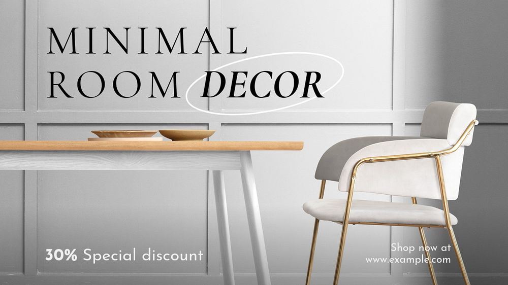 Minimal room decor  blog banner template, editable text