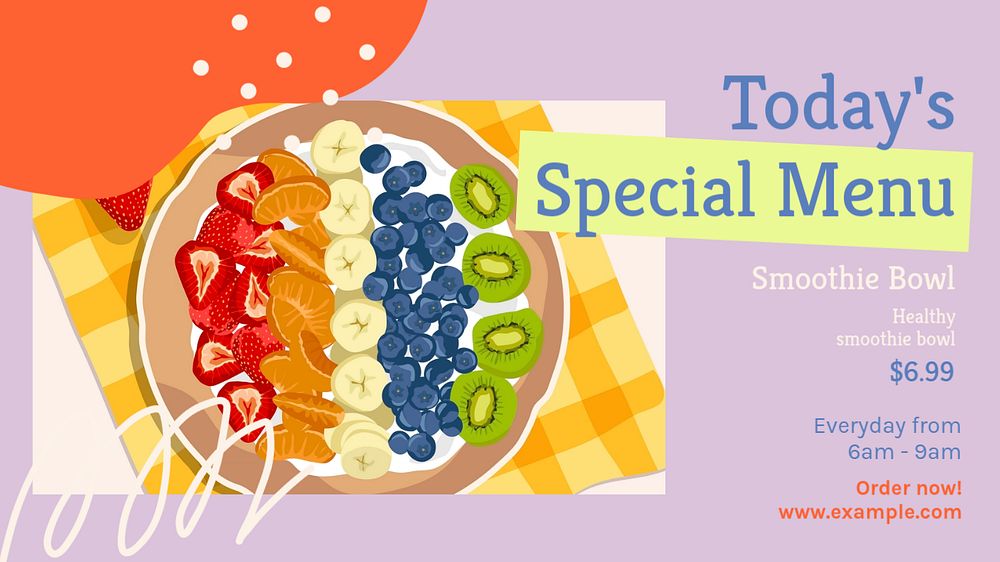 Smoothie bowl  blog banner template, editable text