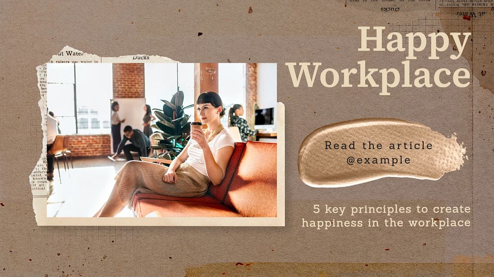 Happy workplace  blog banner template, editable text