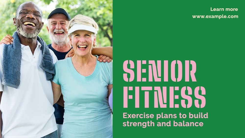 Senior fitness  blog banner template, editable text