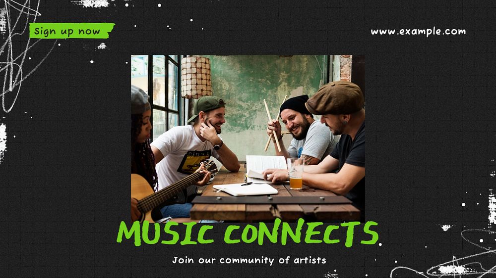 Music connects  blog banner template, editable text