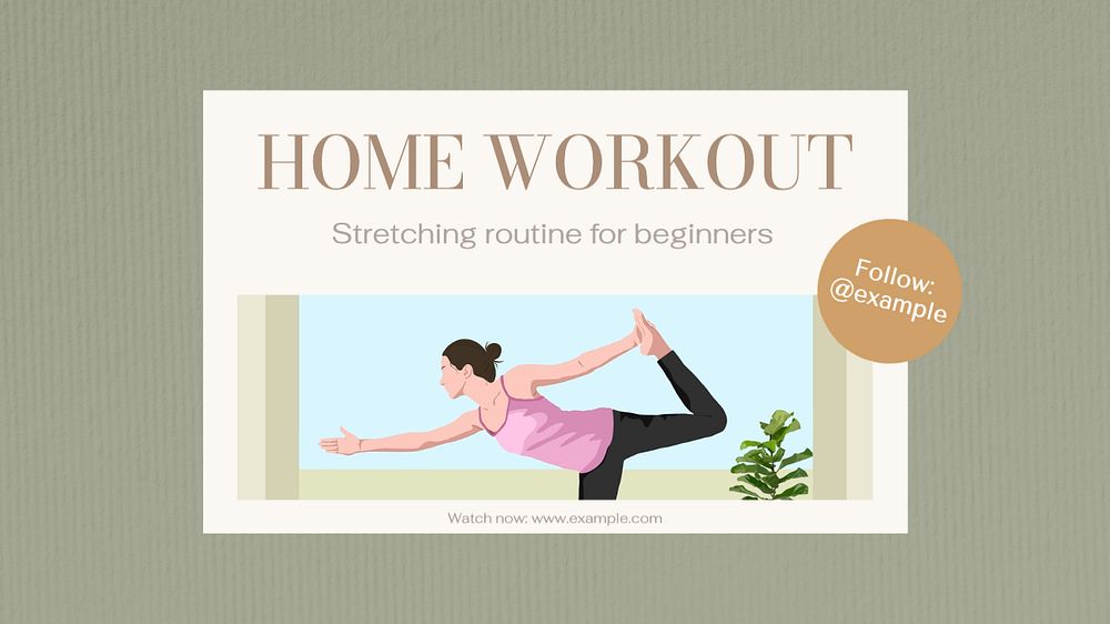 Home workout  blog banner template, editable text