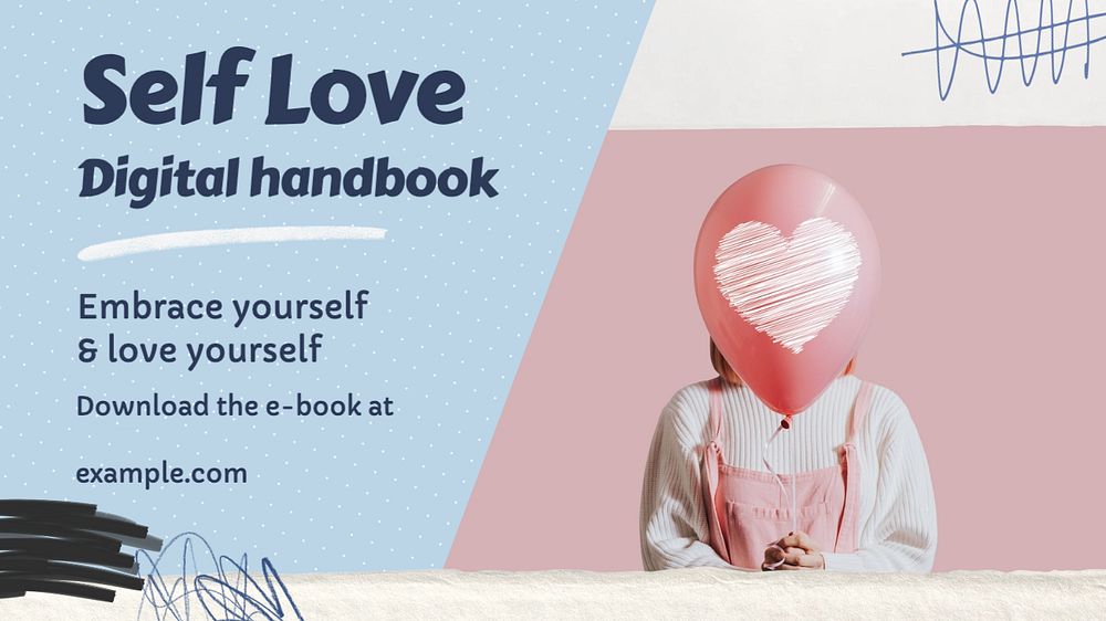 Self love ebook  blog banner template, editable text