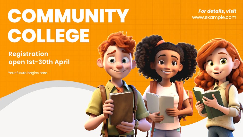 Community college blog banner template, editable text