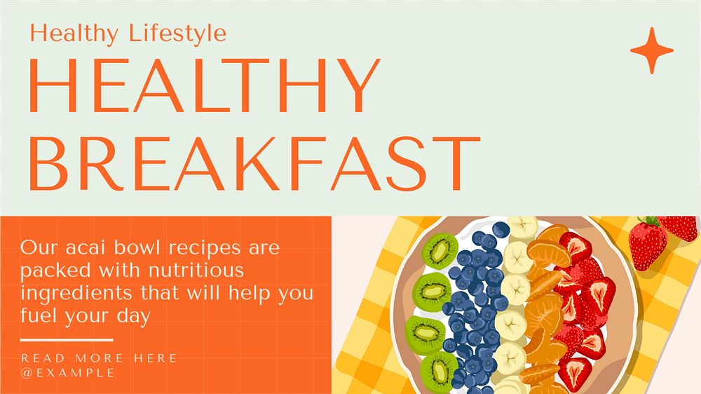 Healthy breakfast  blog banner template, editable text