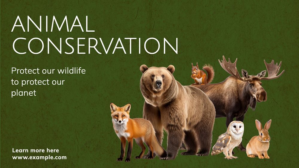 Animal conservation blog banner template, editable text