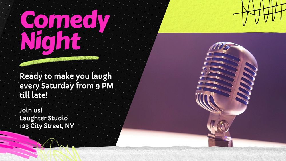 Comedy night  blog banner template, editable text