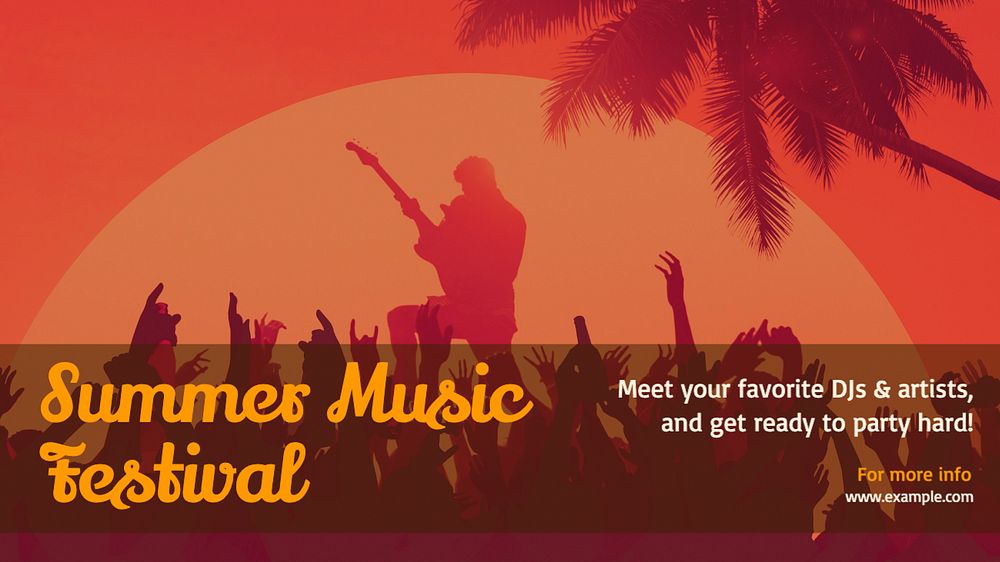 Summer music festival  blog banner template, editable text