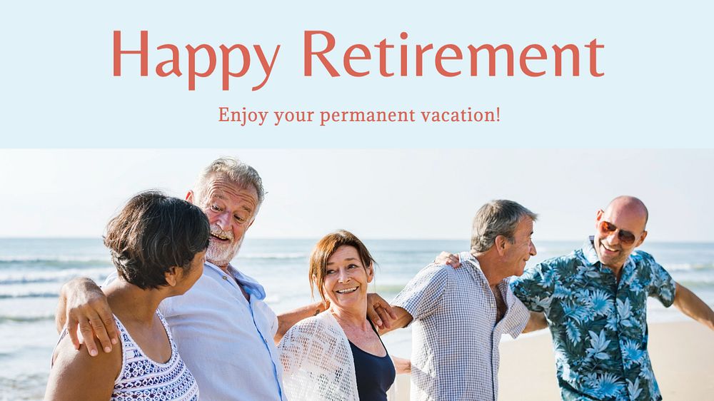 Happy retirement  blog banner template, editable text