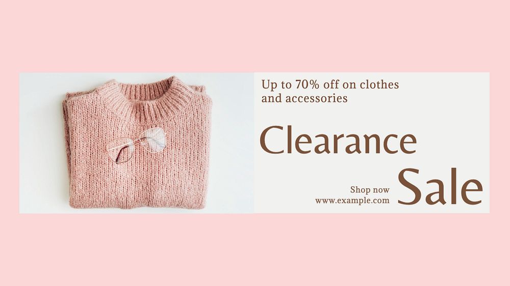 Clearance sale  blog banner template, editable text