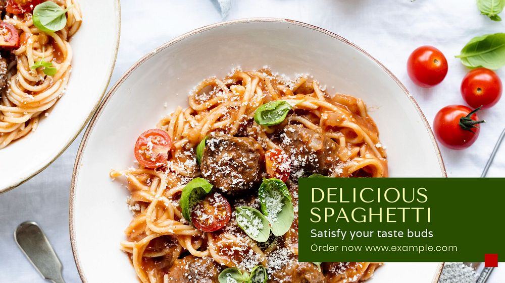 Delicious spaghetti  blog banner template, editable text