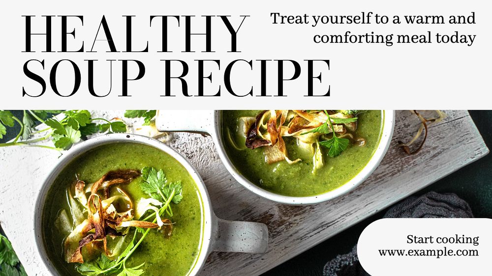 Healthy soup recipe  blog banner template, editable text